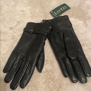 Lauren Ralph Lauren Black Leather Gloves